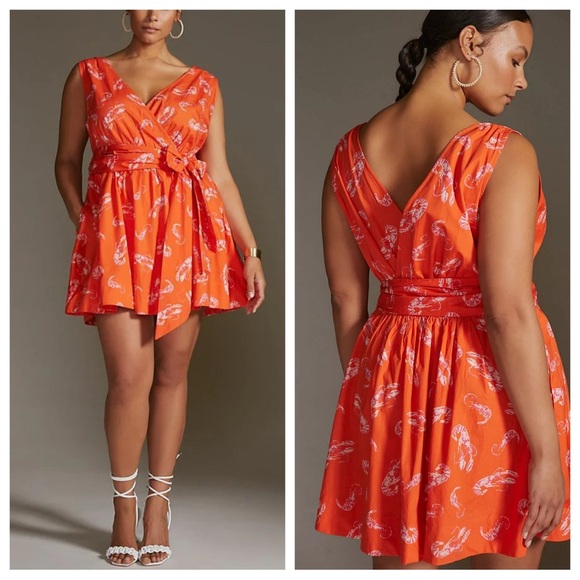 Anthropologie Dresses & Skirts - Anthropologie Maeve Mainely Lobster Wrap Dress red 23685